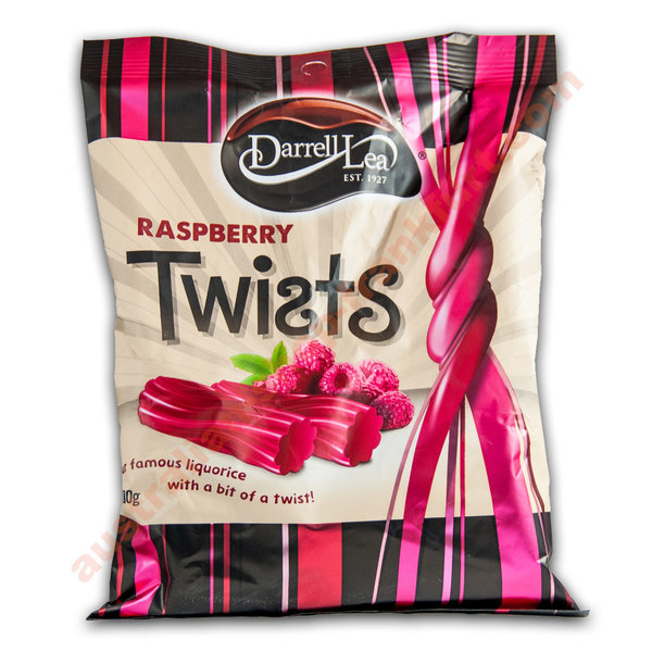 "Darrell Lea Liquorice Twists" - raspberry flavour