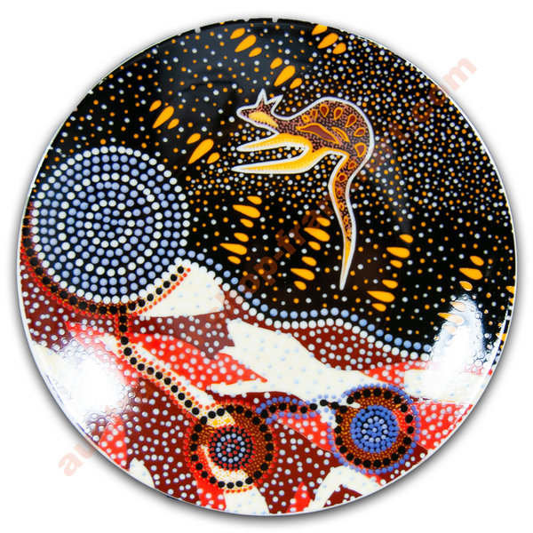Teller- Aboriginal Motiv - Kangaroo  16cm