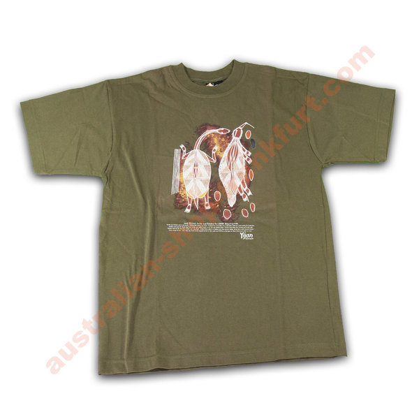 Tshirt  - Motiv Aboriginal  "Echidna" -oliv