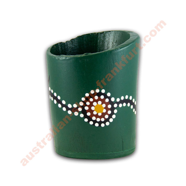 Holz Becher handbemalt Aboriginal - green