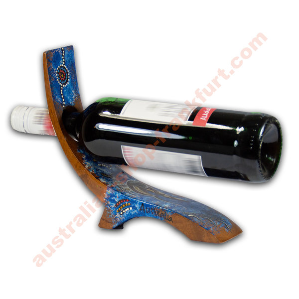 Winebottle holder - aboriginal handpainted - blue