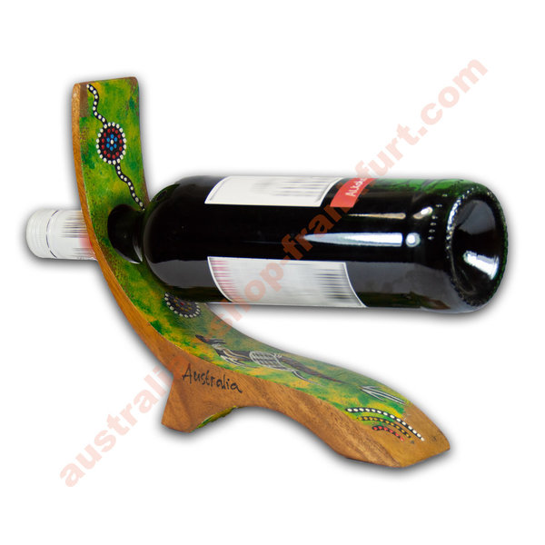 Winebottle holder - aboriginal handpainted - green