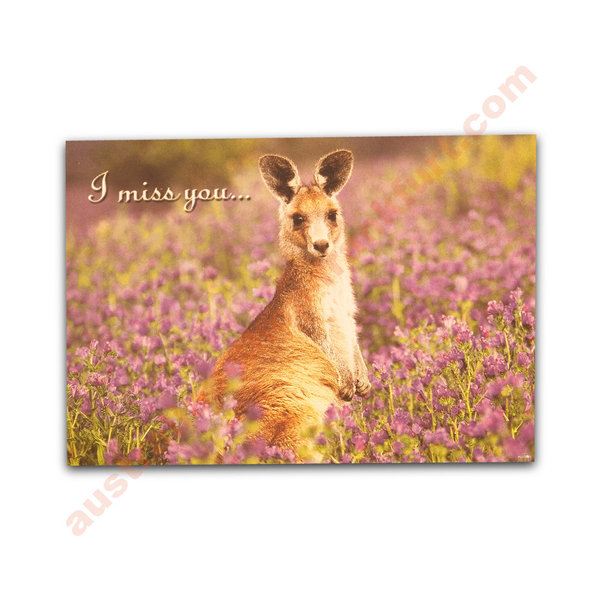 Postkarte - Kangaroo "I miss you"