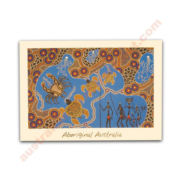 Postkarte- Aboriginal Art -Hunters & Gatherers of the Reef