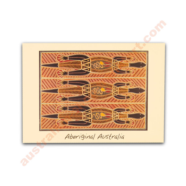 Postkarte - Aboriginal Art -  The three Sand Goannas