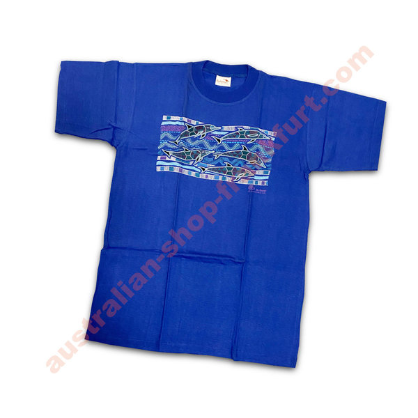 T-Shirt - Aboriginal - Dolphin blau